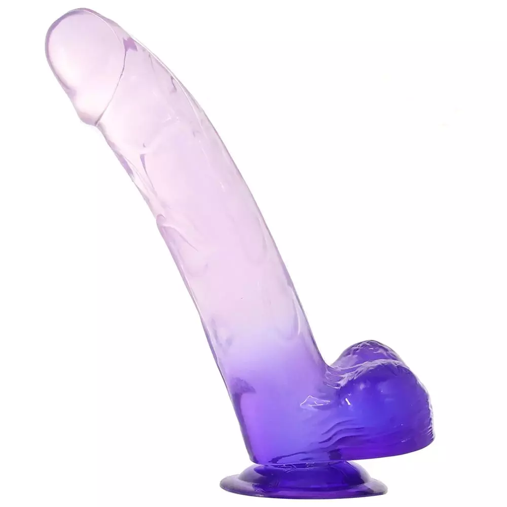 King Cock Clear 9 inch Cock with Balls In Purple